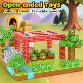 Imagiomo 150PCS Magnetic Blocks - Build Mine Magnet World Farm Edition, Magnetic Kids Games for Boys & Girls Age 3-5 4-8 6-8, STEM Sensory Construction Classroom Must Haves Building Toys for Toddlers