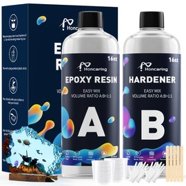 Honcaring Epoxy Resin 32OZ, Epoxy Resin Kit for Beginner, Clear Resin Epoxy for Crafts, DIY Jewelry Making, Mixing Ratio 1:1, Bubble Free & No Yellowing(16OZ×2)