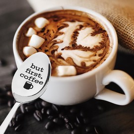 Best Gift for Women Men Couple Spouse Coffee Spoon Gift for Coffee Lovers Christmas Gifts for Family Friends But First Coffee Engraved Spoon Gift for Coffee Lover Anniversary for Husband Gift