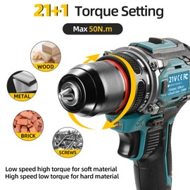 21V Cordless Power Drill/Driver Set, Electric Power Drill Set with 2 Battery & Charger, 3/8” Keyless Chuck, 2 Variable Speed, 28-Piece Kit Power Drill Drivers for Home Use