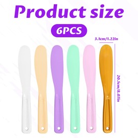 Plastic Spatula for Mask,6 PCS large Cosmetic Spatula for Makeup,Face Cream Spatula,Jelly Mask Spatula,Colorful Face Mask Applicator for DIY Lotions Cream Mixing and Sampling(6 Color)
