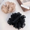 Large Chiffon Fabric Hair Clips, Large Size Black Fabric Ribbon
