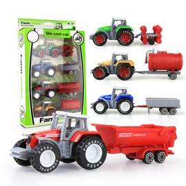 4 Pcs Alloy Farm Tractor Toy Set Engineering Car Model Farm Vehicles Toy Tractors Car Toy For Children Kids Boys