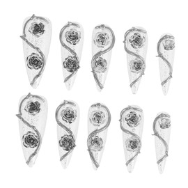 Mikinona 10pcs Rose Manicure Nail Art Stickers Flower Nail Decals Semi Cured Gel Decor