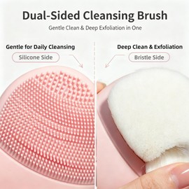 2 in 1 Manual Facial Cleansing Brush Set with Blackhead Remover Silicone Face Scrubber with Soft Bristles & Silicone for Sensitive Skin Care Deep Cleaning & Gentle Face Exfoliator