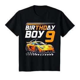 Kids Birthday Boy 9 years Race Car 9th Birthday Racing Car T-Shirt