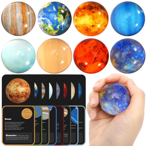 Pllieay 16PCS Solar System for Kids, Solar System Planets Toys for Kids-Space Solar System Eight Planets Bouncy Balls+Planetary Flashcards for Kids Party Favors, Educational Toys, Space Toys for Kids