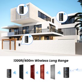 TECKNET Wireless Doorbell, Battery-Powered Door Bell Ringer with 1400ft Range, 60 Chimes & Customizable Door Chime, 5 Volume Levels, IP65 Waterproof – No Plug-in Required, Perfect for Home Use