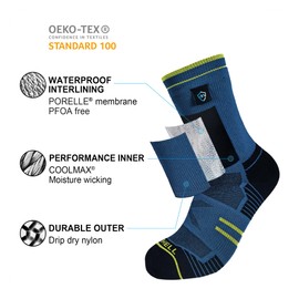 DexShell Waterproof Running Socks for Men and Women, Winter Trail Sports or Miserable Wet Conditions Lightweight Coolmax Inner, Ankle Malibu Blue, Unisex LG