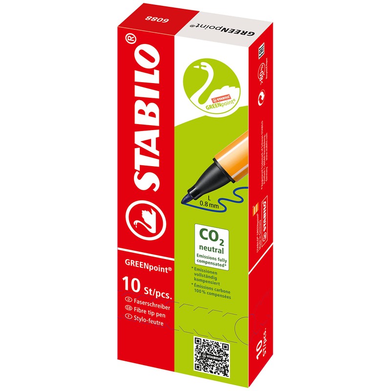 Fibre-Tip Sign Pen - STABILO GREENpoint - Pack of 10