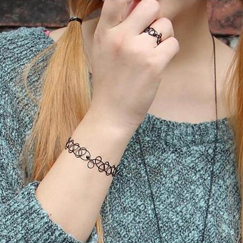 Qinsky Choker Necklace Sets,12 Pcs Tattoo Necklace Choker Necklaces Bracelets