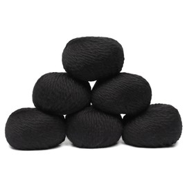 100% Baby Alpaca Yarn Wool Set of 6 Skeins Bulky Weight - Made in Peru - Heavenly Soft and Perfect for Knitting and Crocheting (Black, Bulky - 6 Skeins)