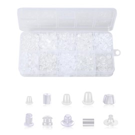 10 Styles Rubber Earring Backs for Studs, 1200 Pcs Clear Soft Earring Backings Hypoallergenic Plastic Silicone Earring Backs Clutch Stoppers Replacement Kits for Fish Hook Earring Studs Hoops