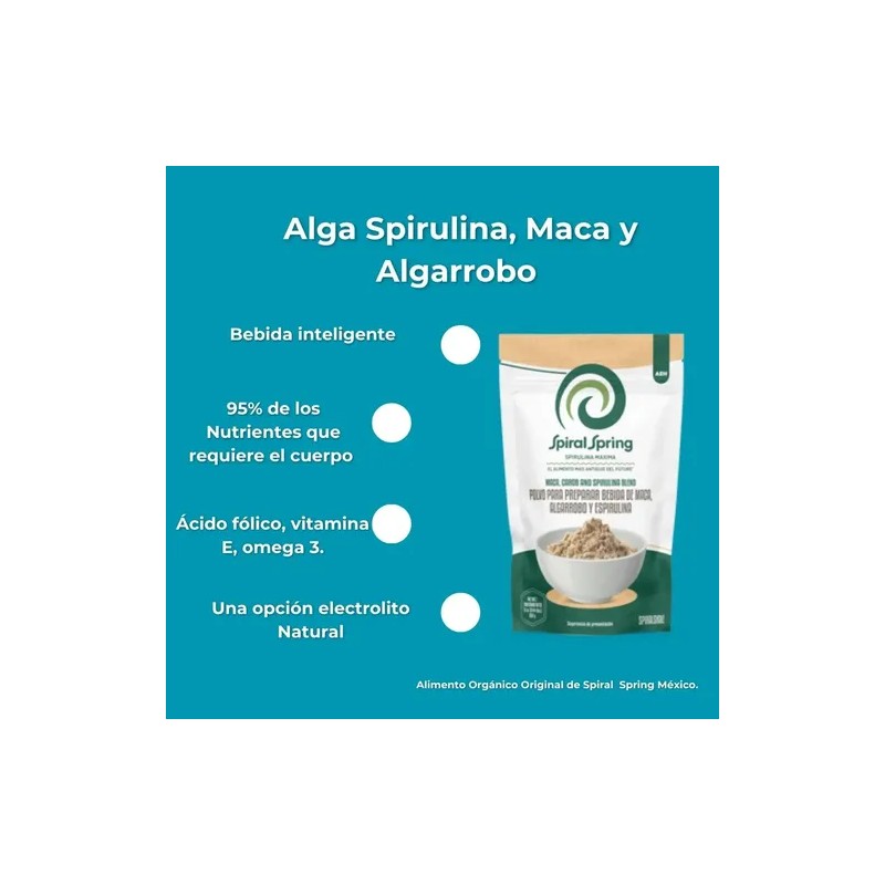 Alga Spirulina + Algarrobo + Maca 1 Bolsa De 200grs.