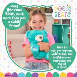 Mood Bears® Nervous Bear (Large) – Calming Teal Teddy Bear for Kids & Adults, Soft Plush Companion to Ease Worries & Foster Confidence