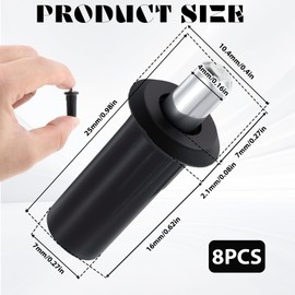 8pcs Cabinet Door Repair Pins Blinds Spring Loaded Repair Pins Furniture Fittings Door Spring Pin Damper Replacement, 23.5 x 6.8mm, Black