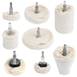 WiMas 8 pieces polishing wheel made of cotton, polishing buffing pad, polishing wheel for manifold stainless steel, chrome, aluminium, jewellery, wood, etc