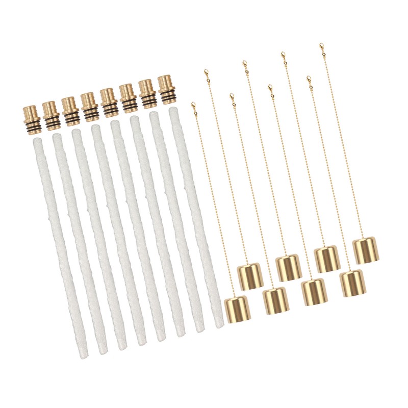 8Pack Wine Bottle Torch Kit Long Life Torch Wicks Brass