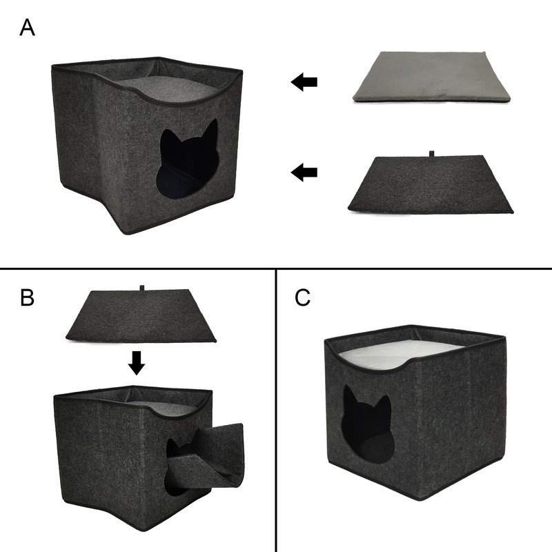 Geizire Cat Beds for Indoor Cats,Cute Shape Cat Cave, Foldable
