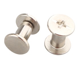 Futheda 50 5x8mm Chicago Binding Screw Post Nickel Plating Nail Pen Flat Screws for Book Scrapbook Photo Album Leather Belt Silver Tone