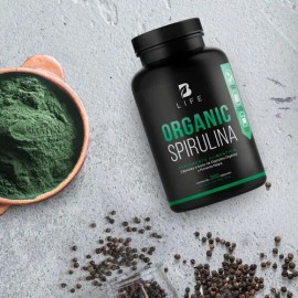 Espirulina Organica De 300 Cáps 500mg Alga Spirulina. B Life Sin Sabor                                                                                