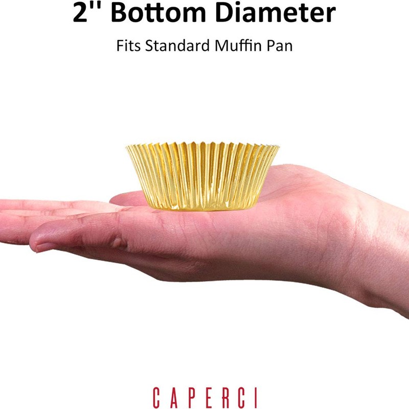 Caperci Standard Cupcake Liners Gold Foil Muffin Baking Cups 150-Pack