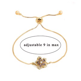 Spinning Sunflower Bracelet for Women 7"-9" Adjustable Flowers Rhinestone Fidget Bracelets for Tiny Wrist Sparkly Flower Anxiety Bracelet Cubic Zircon Sunflowers Mood Statement Bracelets Worry Relieving Jewelry Accessories (Purple)