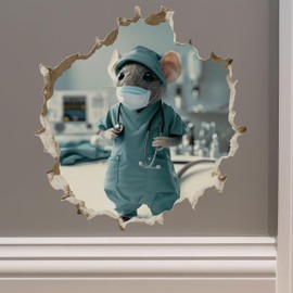 Doctor Nurse Surgeon Medical Mouse - Mouse Hole Wall Sticker