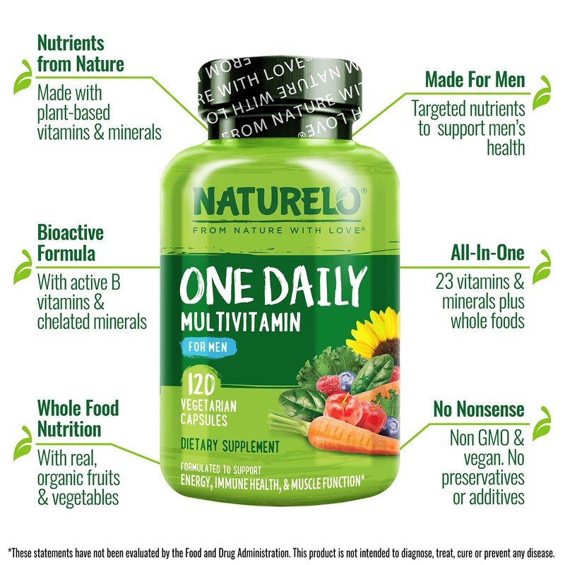 NATURELO Mens Multivitamins - One Daily Multivitamin for Men with
