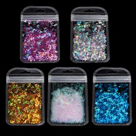 BELTI 5 Colors Alphabet Holographic Laser- Letters Chunky Glitter Epoxy Resin Festival Chunky Letters Mixed Sequins 2g Per