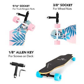 New Olym Longboard Skateboard 41 Inch 8 Layer Canadian Maple Drop Through Longboards for Youths Beginners. Summer Flowers