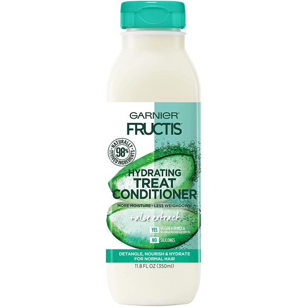 Garnier Fructis Hydrating Treat Conditioner, 98 Percent Naturally Derived Ingredients, Aloe, Hydrate for Normal Hair, 11.8 fl. oz.