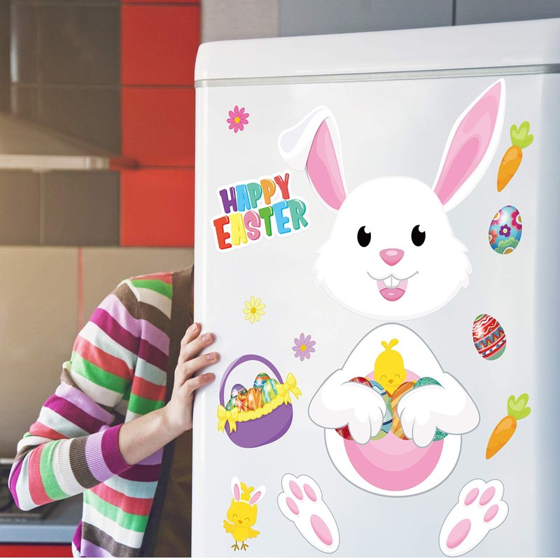 16 Pieces Happy Easter Bunny Refrigerator Magnets Fridge Magnet Sticker