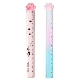Zeayebsr Pack of 2 Plastic Ruler, Ruler 15 cm Primary School, Ruler 15 cm, Ruler 15 cm Flexible, 15 cm Ruler Measuring Tool for School Office Home, Cat Claw Ruler, Ruler Flexible 15 cm