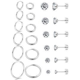 Sanfenly 20G Flat Back Cartilage Earrings Hoop Stud Helix Earrings 14K Gold Plated Mini Small Hoop Earrings Flatback Stud Earrings