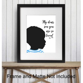 African American Boys Room Decor - Black Boys Bedroom Decor - Wall Art for Little Boys, Toddler Boys, Baby Boys Bedroom, Kids Room - Son Gifts -Cute Afro American Home Decoration
