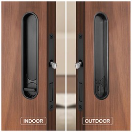 bzijaslle Pocket Door Lock, Sliding Door Lock with Keys,Sliding Door Hardware,Concealed Recessed Door Handle Lock for Bathroom,Barn,Bedroom,for Doors 1.6" to 2" Thick (Black)