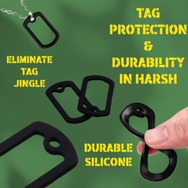 Dog Tag Silencers, 20-Pack Soft Silicone Rubber Covers for Noise Reduction, Black ID Tag Silencer for Pets and Military Tags, Fits Standard Size (52 x 31mm), Durable & Waterproof