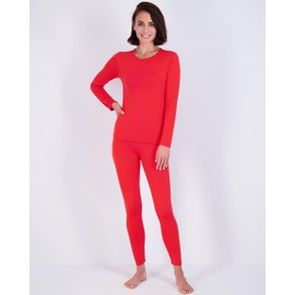 Real Essentials 2 Pack: Womens Thermal Underwear Set Thermal Underwear for Women Fleece Lined Legging Long Johns Skiing Warm Apparel - Set 6, L