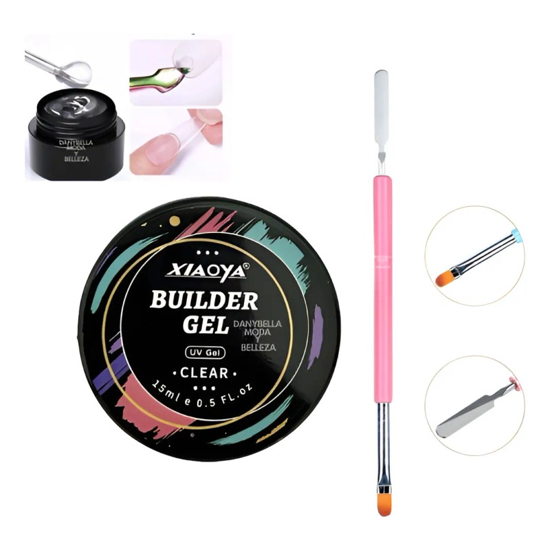 Gel De Construcción+ Pincel Con Espátula Extensiones De Uñas