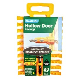 Plasplugs Hollow Door Plugs & Drill Bit 20 Pack