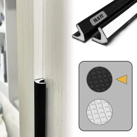 19.6 FT Door Frame Adhesive Weather Stripping Seal Strip PU Foam, PE Cover, Easy Installation for Door or Window Gap, Sound Heat Insulation, Dust Water Moisture Prevention (19.6ft, Black，Adhesive)