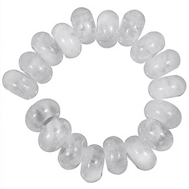 mookaitedecor 20pcs 14mm Natural Clear Quartz Round Large Hole Gemstone Beads for Jewellery Making, 6mm Hole Loose Rondelle Crystal Stone Beads for Crafting European Bracelet Macrame Projects