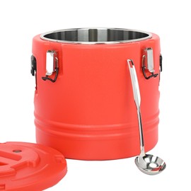 Gtouse Insulated Soup Container with Spoon, 21QT Portable Commercial Hot Box Food Warmer Hot or Cooler, Stainless Steel Insulated Food Container Carrier for Restaurant Canteen Home Party