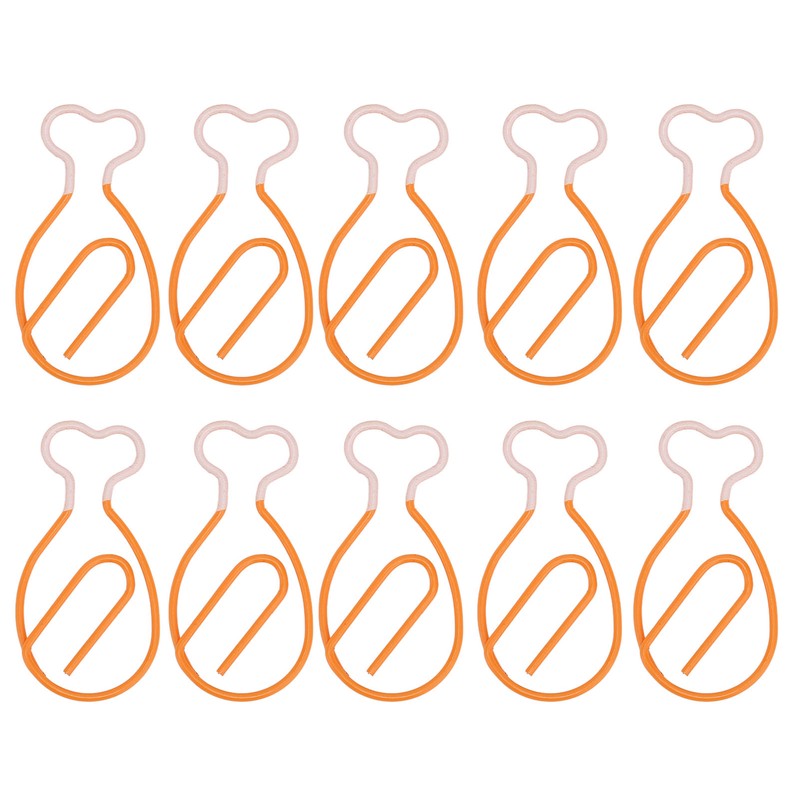 100Pcs Metal Paperclips Cute Chicken Leg Shape Electroplating Rustproof Portable