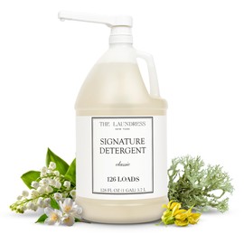 The Laundress Luxury Laundry Detergent, Gallon Pump, 126 Loads, Scented Signature Classic Fragrance, Concentrated Triple Enzyme Deep Cleaning and Targeted Stain Remover, 96% USDA Biobased Product