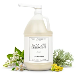 The Laundress Luxury Laundry Detergent, Classic Fragrance, 126 Loads | Gallon + Pump, Concentrated Triple Enzyme Detergent for Deep Cleaning and Targeted Stain Remover, 96% USDA Biobased Product