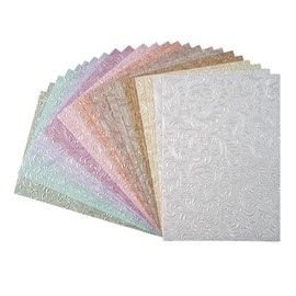Ideen mit Herz Decorative Paper Nature, Floral Design, Natural Paper, Coloured Paper, Handmade, Refined, Embossed, Colourful, DIN A4, 24 Sheets in 12 Colours (Design 01)