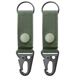 FRTKK Tactical Molle Key Ring Gear Key Keeper Nylon Belt Keychain Molle Webbing Key Clip Buckle for Belts Molle Bags Tactical Backpack Vest (Army green - (Pack of 2))