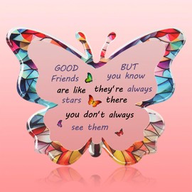 Friendship Gifts for Women, Best Friend 4.5x3.6x0.6 Inch Acrylic Butterfly Friend Plaques Gifts for Women, Best Friend Bestie Gifts for Christmas Birthday Wedding Graduation
